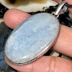Blue Anhydrite Angelite Pendant 2 1/2”